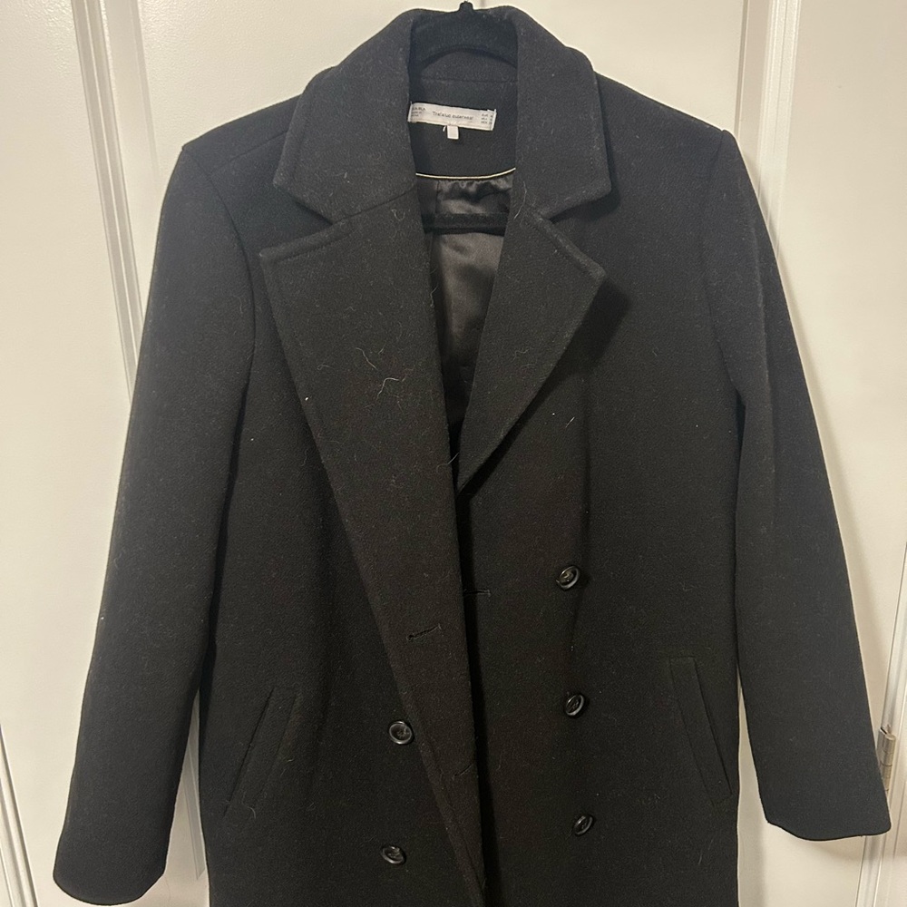 zara long black coat